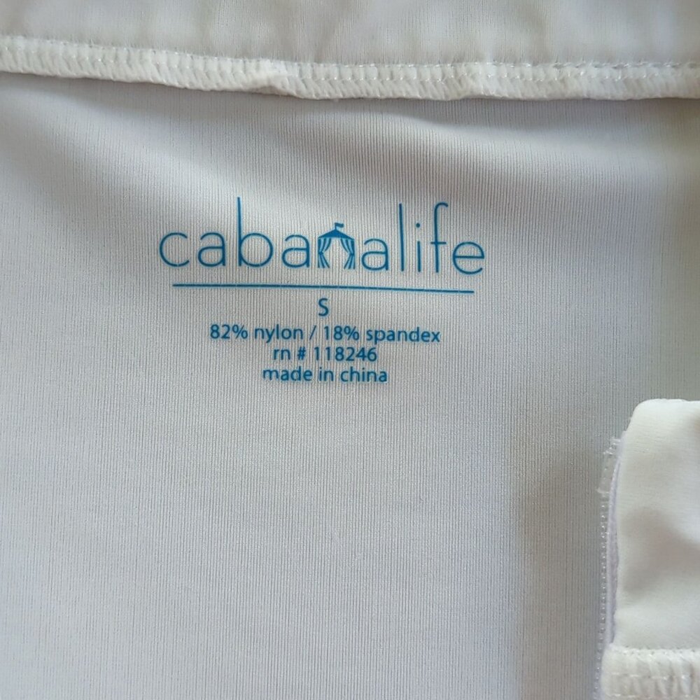 Cabana Life Womens Top sz S White Blue‎ Embroidered convertible ruched rashguard - Picture 5 of 13